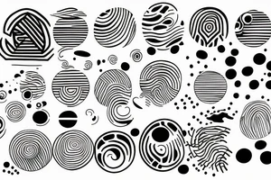 Rising sun dots and lines tattoo idea