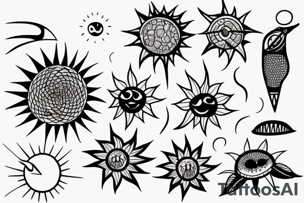 Sun set single line drawing tattoo idea