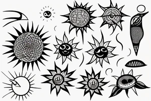 Sun set single line drawing tattoo idea