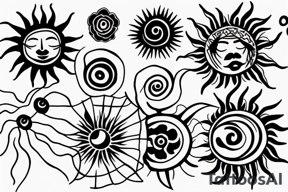 Sun set single line drawing tattoo idea