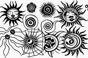 Sun set single line drawing tattoo idea