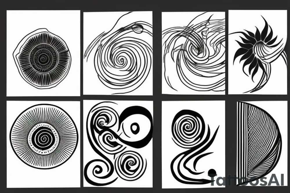 Rising sun single line drawing tattoo idea