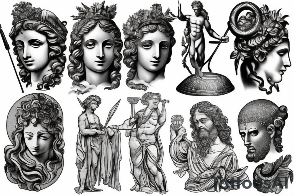 greek god statue tattoo idea