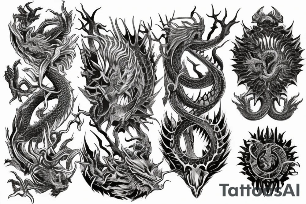 Dragon Intricate Regal Thorns Beautiful Vivid Elaborate Stoic Badass tattoo idea