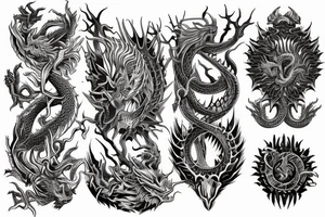 Dragon Intricate Regal Thorns Beautiful Vivid Elaborate Stoic Badass tattoo idea