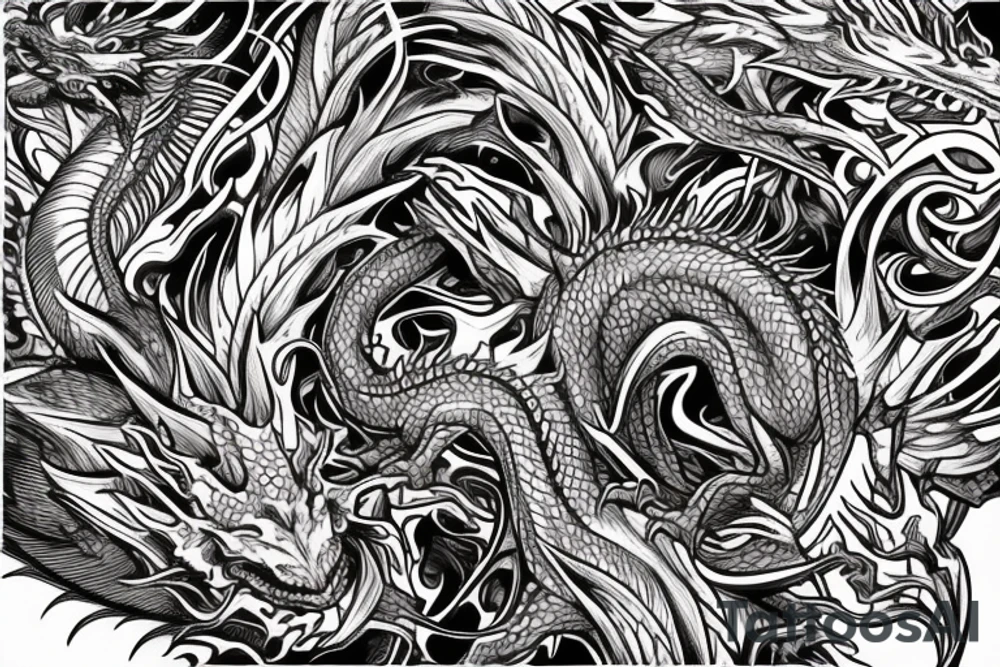 Dragon Intricate Regal Thorns Beautiful Vivid Elaborate Stoic Badass tattoo idea