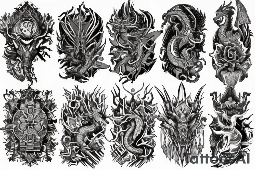Dragon Intricate Regal Thorns Beautiful Vivid Elaborate Stoic Badass tattoo idea