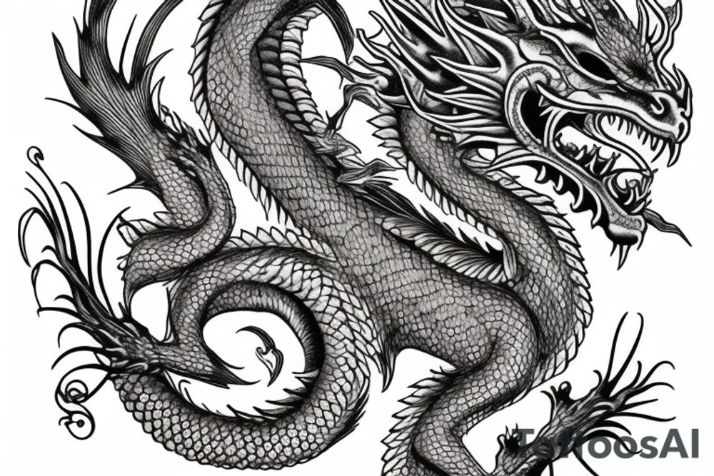Dragon Intricate Regal Beautiful Vivid Elaborate Stoic Badass tattoo idea