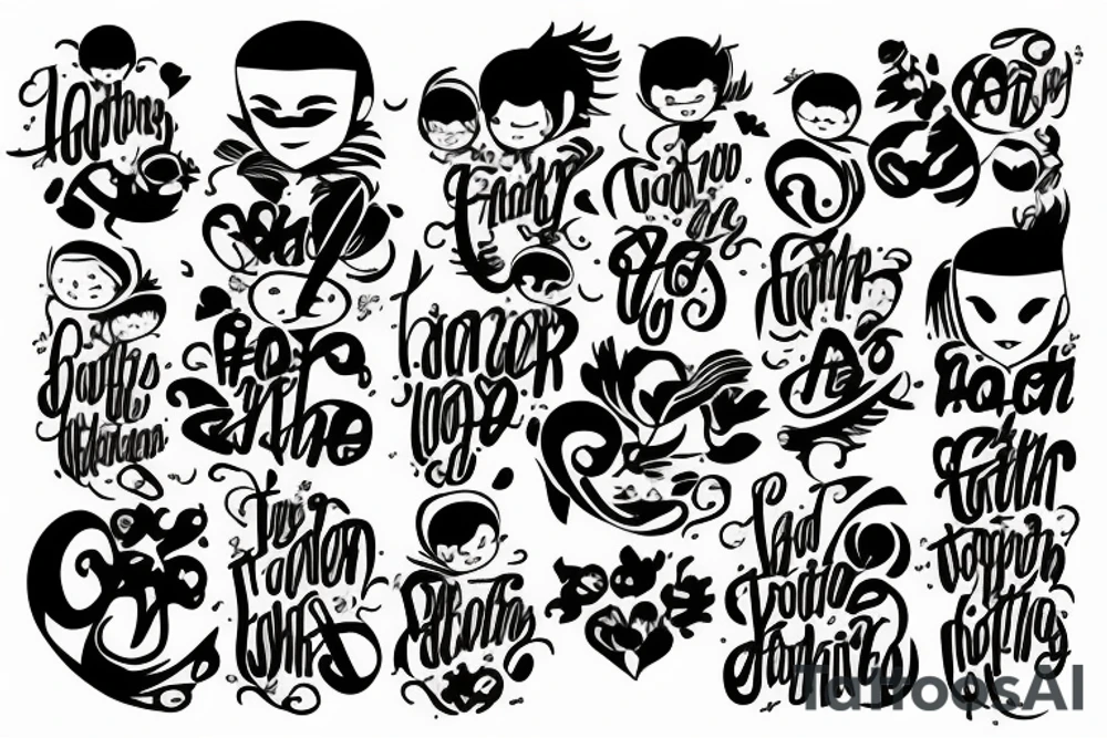 Father Mother Brothers Family in letters tattoo idea
