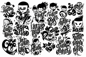 Father Mother Brothers Family in letters tattoo idea