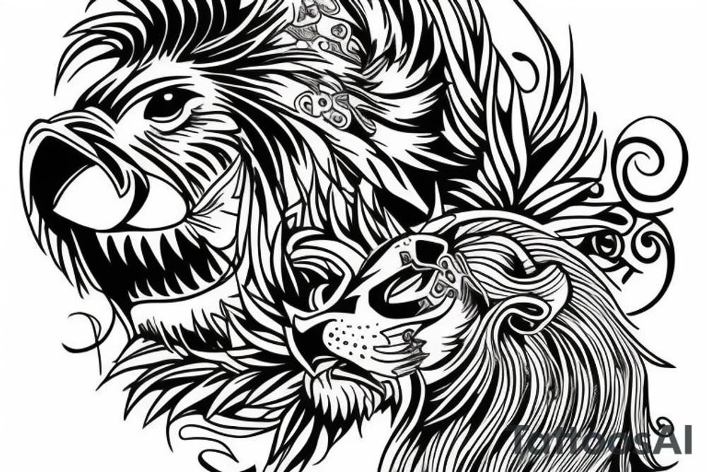 Lion and eagle tattoo tattoo idea