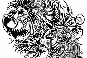 Lion and eagle tattoo tattoo idea