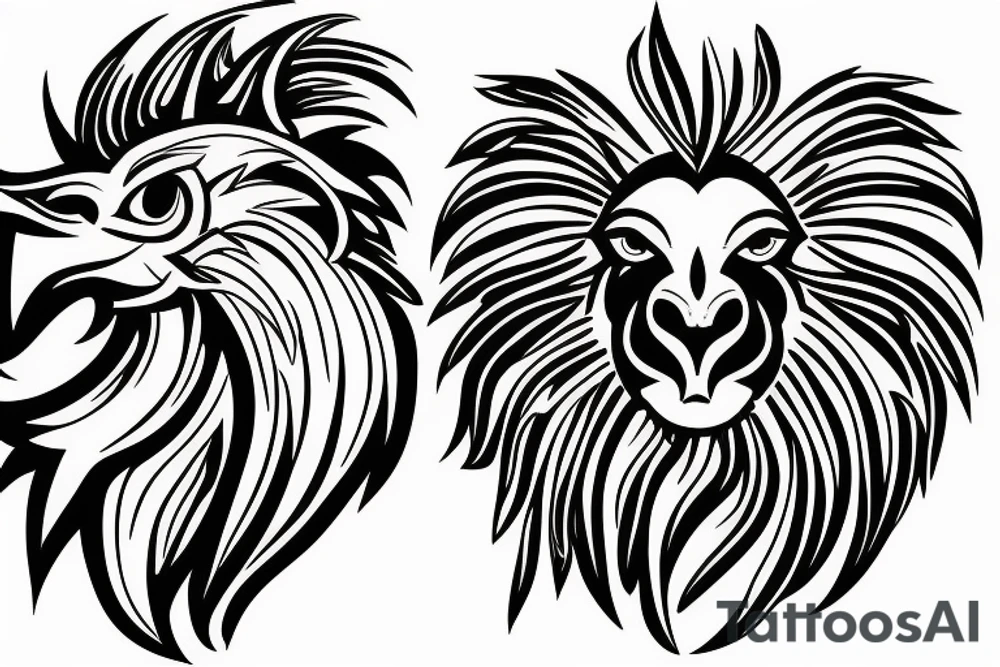 Lion and eagle tattoo tattoo idea