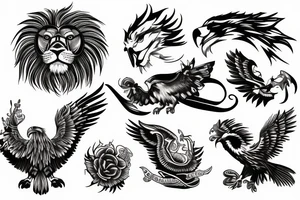 Lion and eagle tattoo tattoo idea