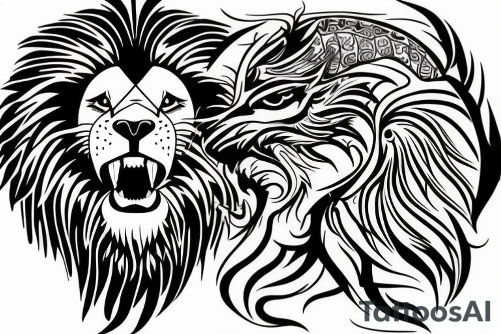 Lion and eagle tattoo tattoo idea
