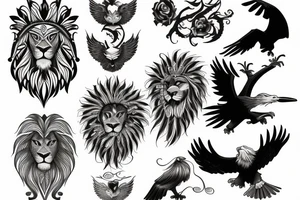 Lion and eagle tattoo tattoo idea