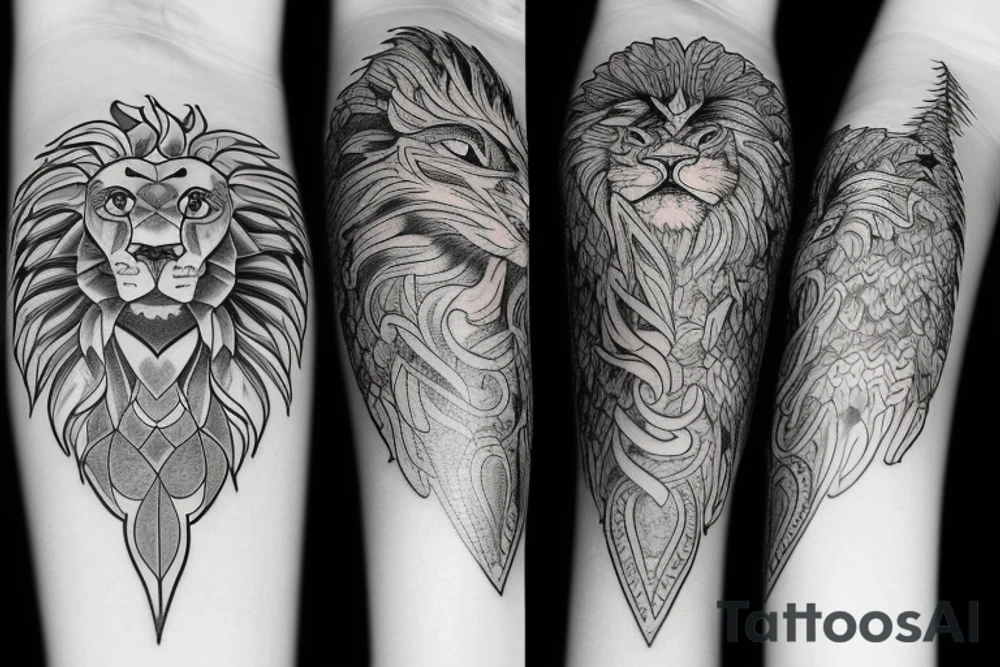 Lion and eagle tattoo tattoo idea