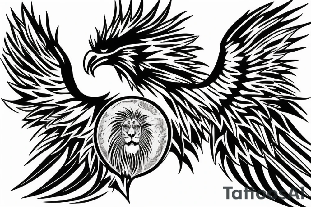 Lion and eagle tattoo tattoo idea