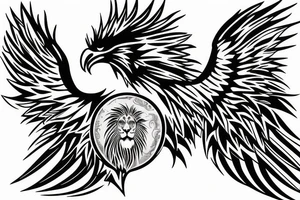 Lion and eagle tattoo tattoo idea