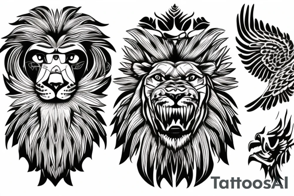 Lion and eagle tattoo tattoo idea