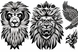 Lion and eagle tattoo tattoo idea