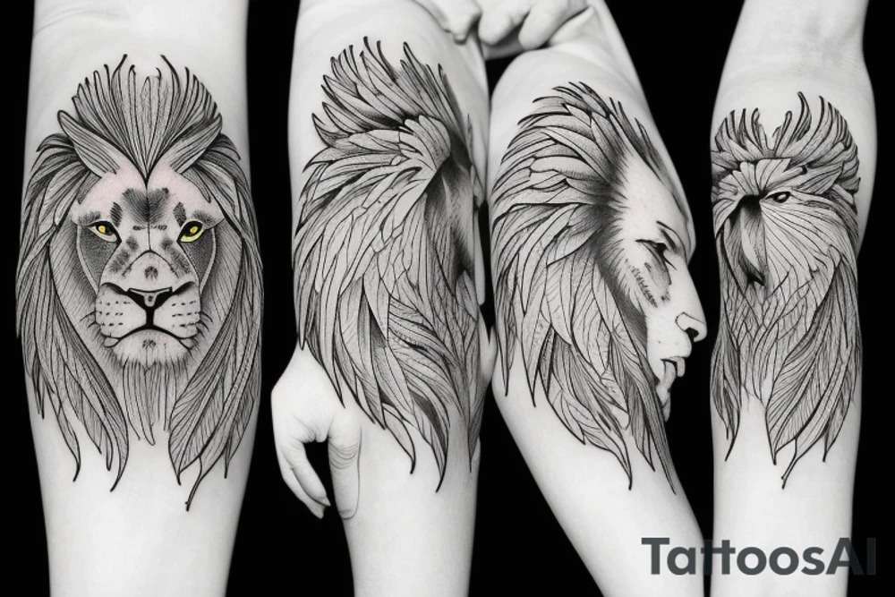 Lion and eagle tattoo tattoo idea