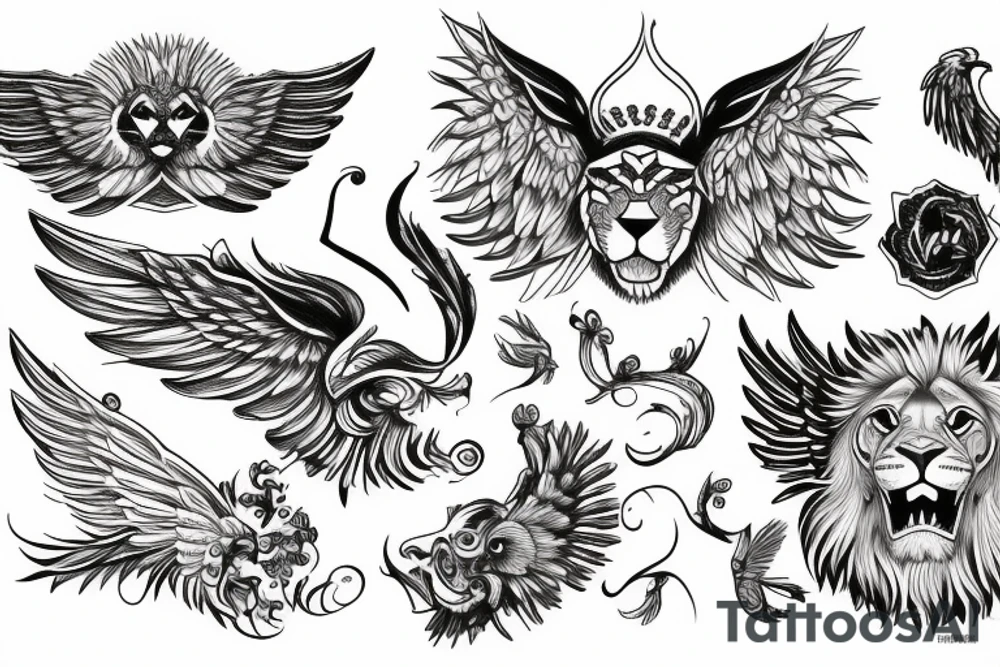 Lion with wings tattoo idea