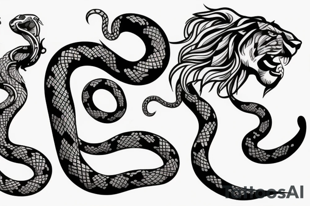 Lion and snake tattoo idea