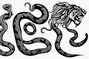 Lion and snake tattoo idea