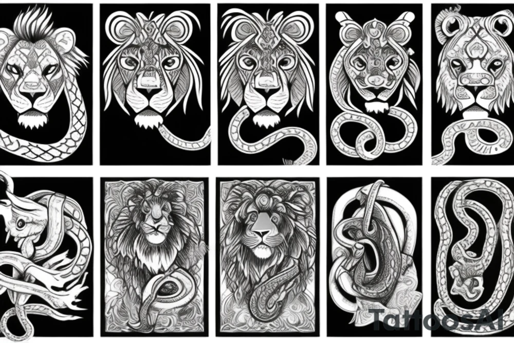 Lion and snake tattoo idea