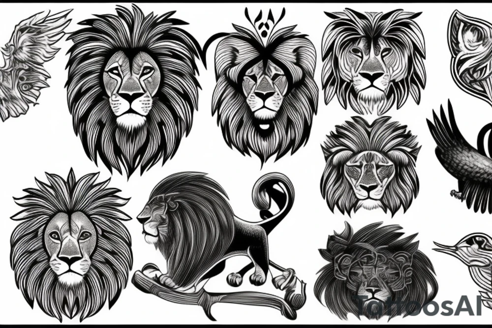 Lion on bird tattoo idea