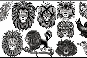 Lion on bird tattoo idea
