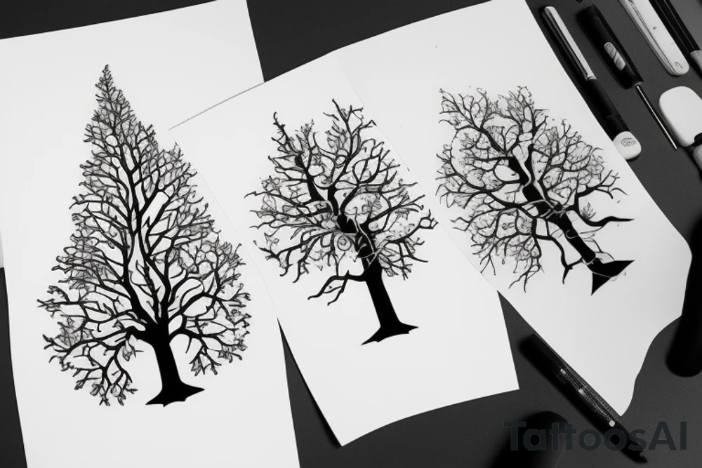 Tree split vertically tattoo idea