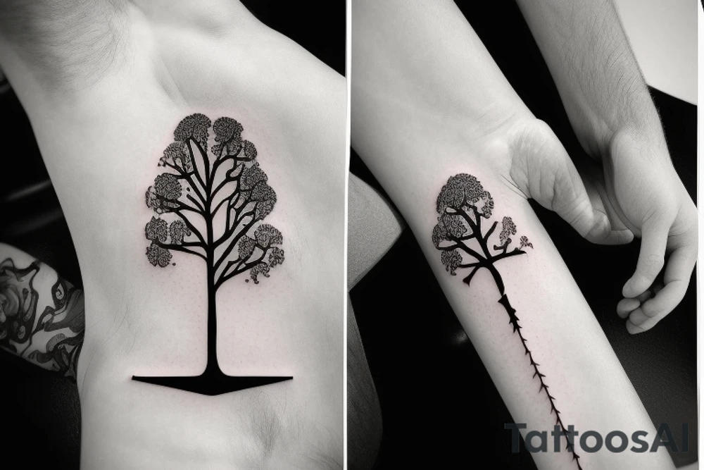 Tree split vertically tattoo idea