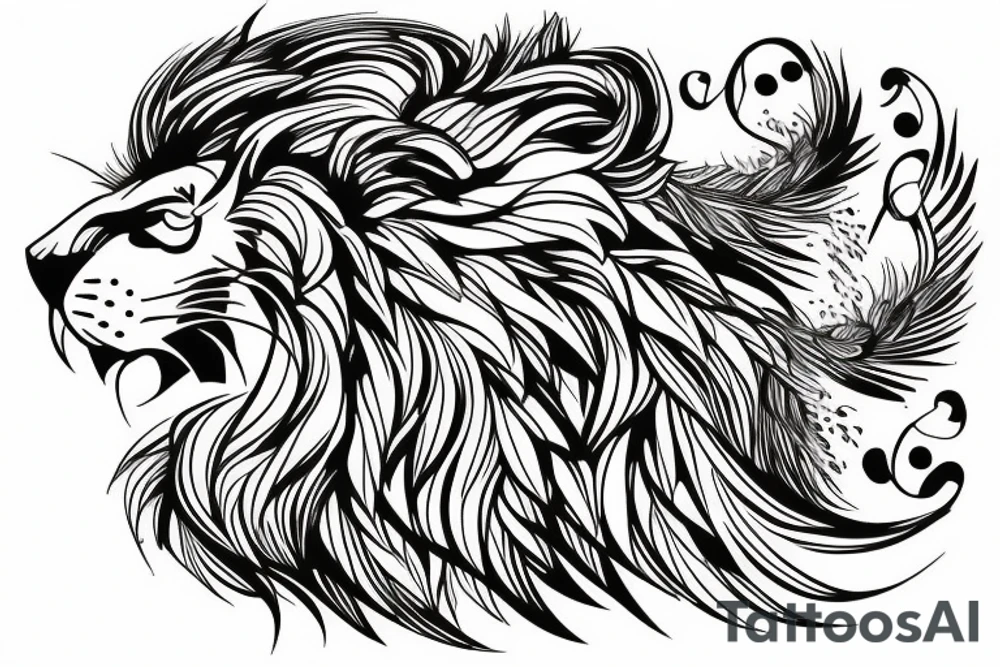 Lion and bird tattoo idea