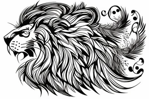 Lion and bird tattoo idea