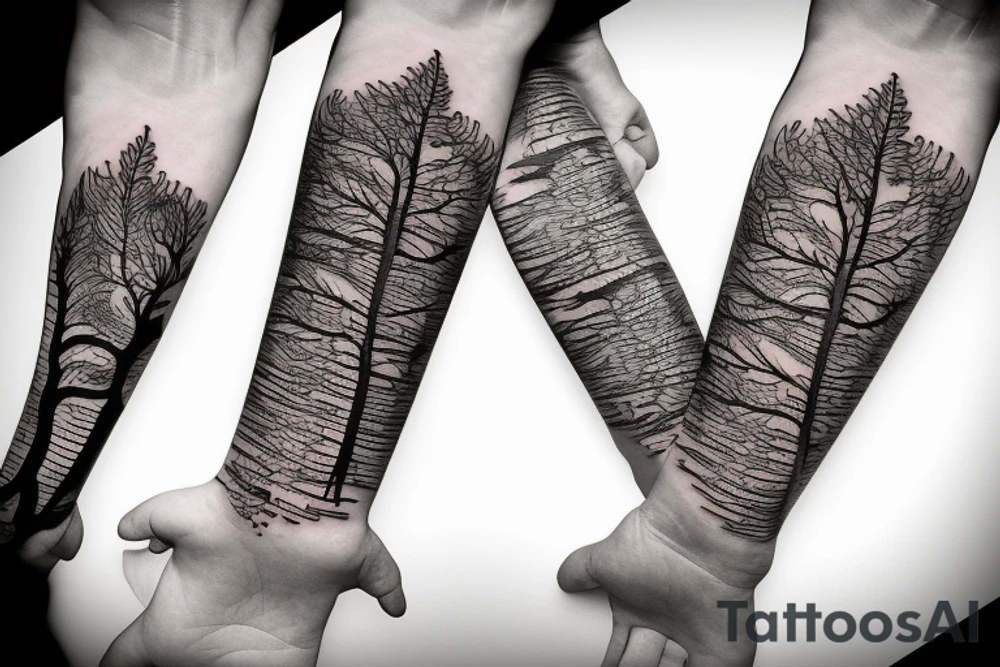 Tree cut in half tattoo idea