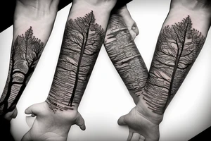 Tree cut in half tattoo idea
