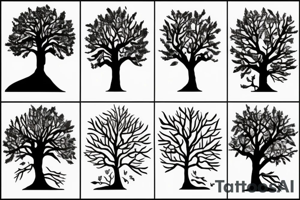 Tree cut in half tattoo idea