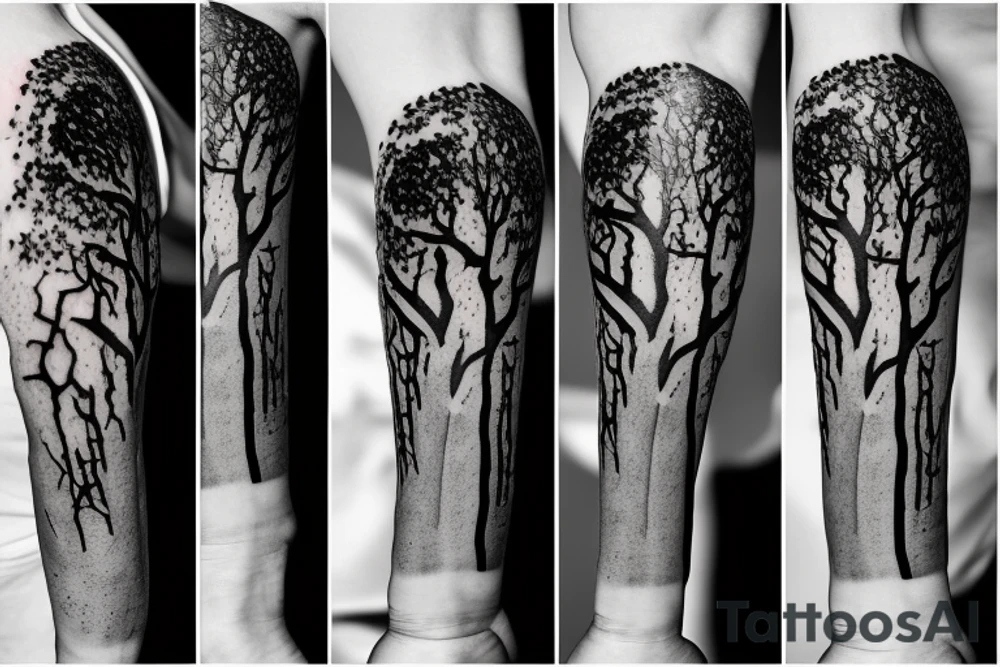 Tree cut in half tattoo idea