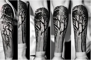 Tree cut in half tattoo idea