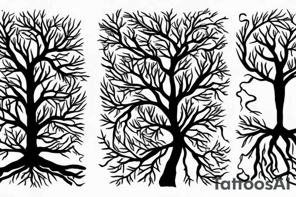 Tree cut in half tattoo idea