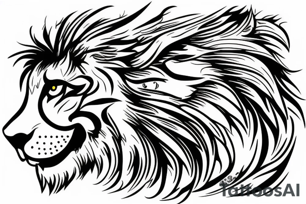Lion head with eagle head over tattoo idea