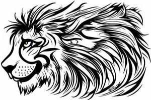 Lion head with eagle head over tattoo idea