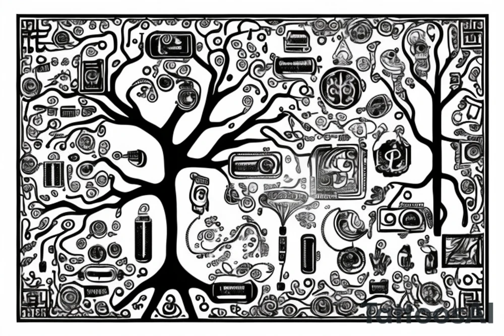 Circuitboard tree of life tattoo idea