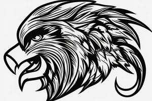 Lion head with eagle head over top. Face forward tattoo idea