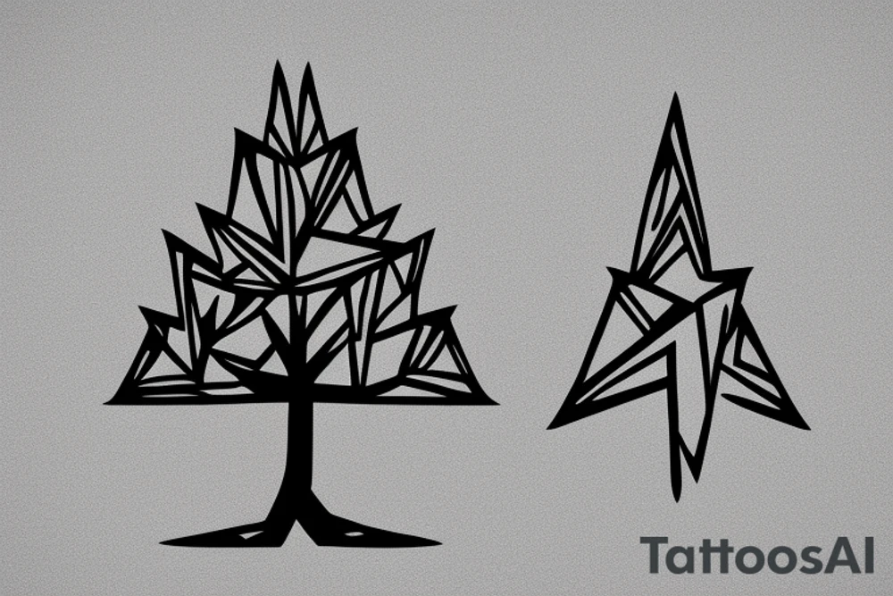 Angular pointy tree tattoo idea