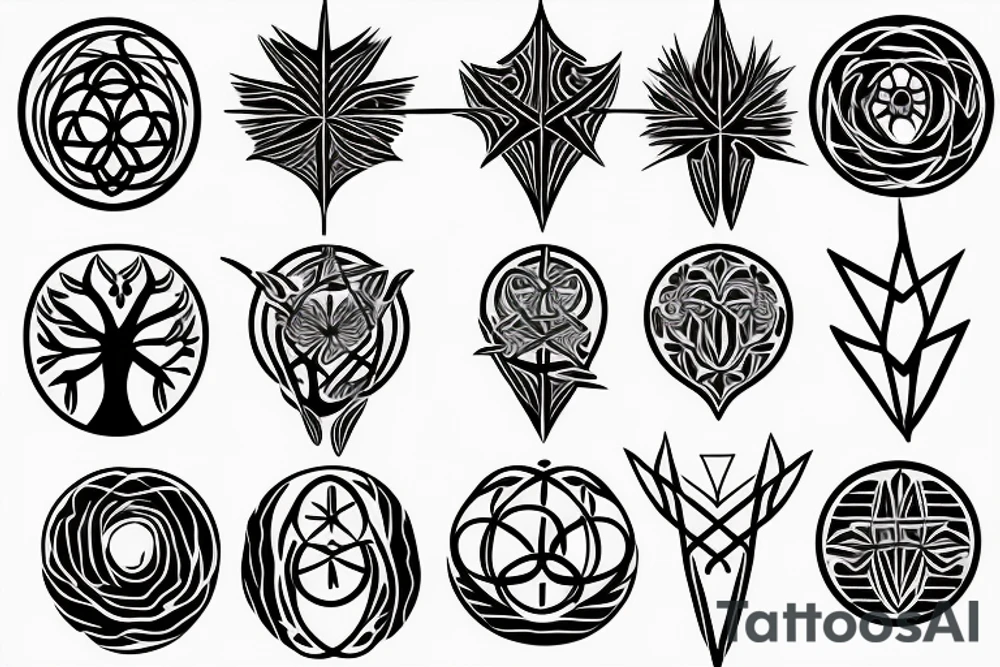 Angular pointy tree of life tattoo idea