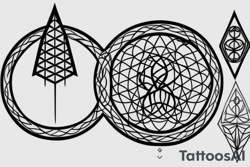 Angular pointy tree of life tattoo idea