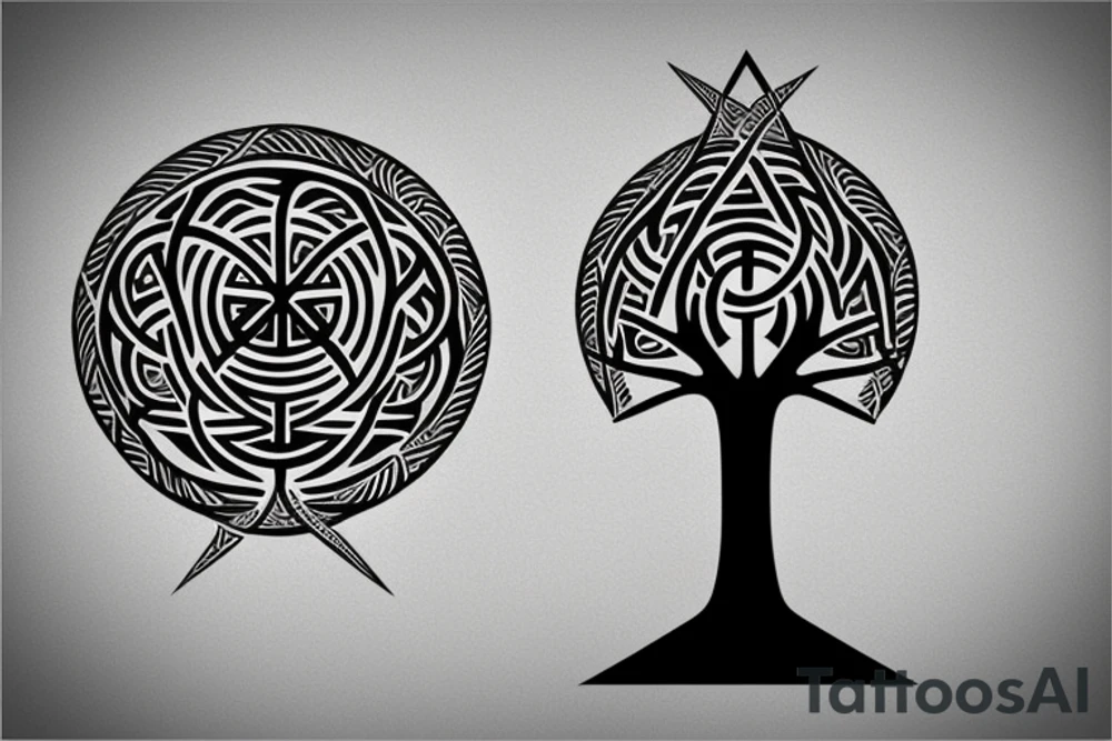 Angular pointy tree of life tattoo idea